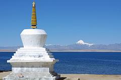 
The chorten next to Trugo Gompa has a great view of Mount Kailash across Lake Manasarovar.
